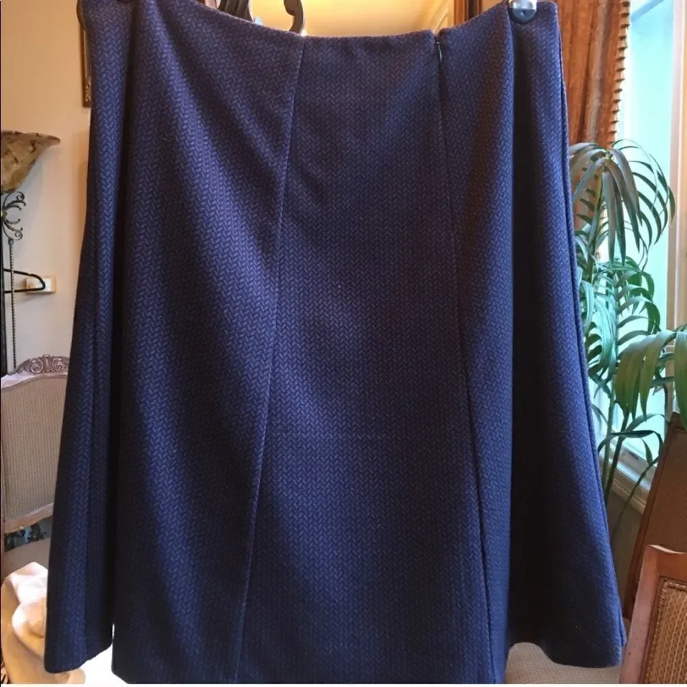 BLUE TWEED Midi Flare Skirt!